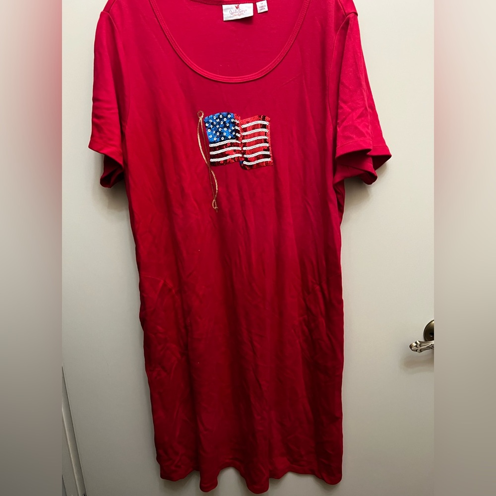 Quacker Factory Red Dress with American Flag Detail